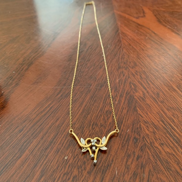 1930’s Diamond Gilt Vintage Necklace - Picture 8 of 13